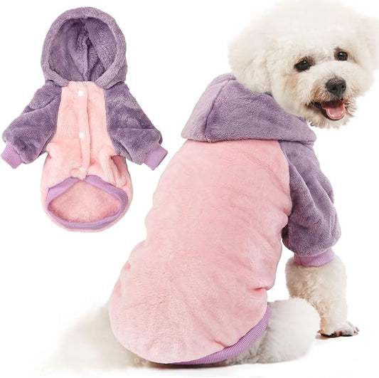 FabriCastle Small Dog Hooded Sweater, Dog Clothes XXS - XXL for Small Dogs Girl & Cats, Soft and Warm Pet Coat, Winter Pet Jacket, Doggy Apparel Costumes Puppy Outfits Hoodies (Pink Body, X-Large)