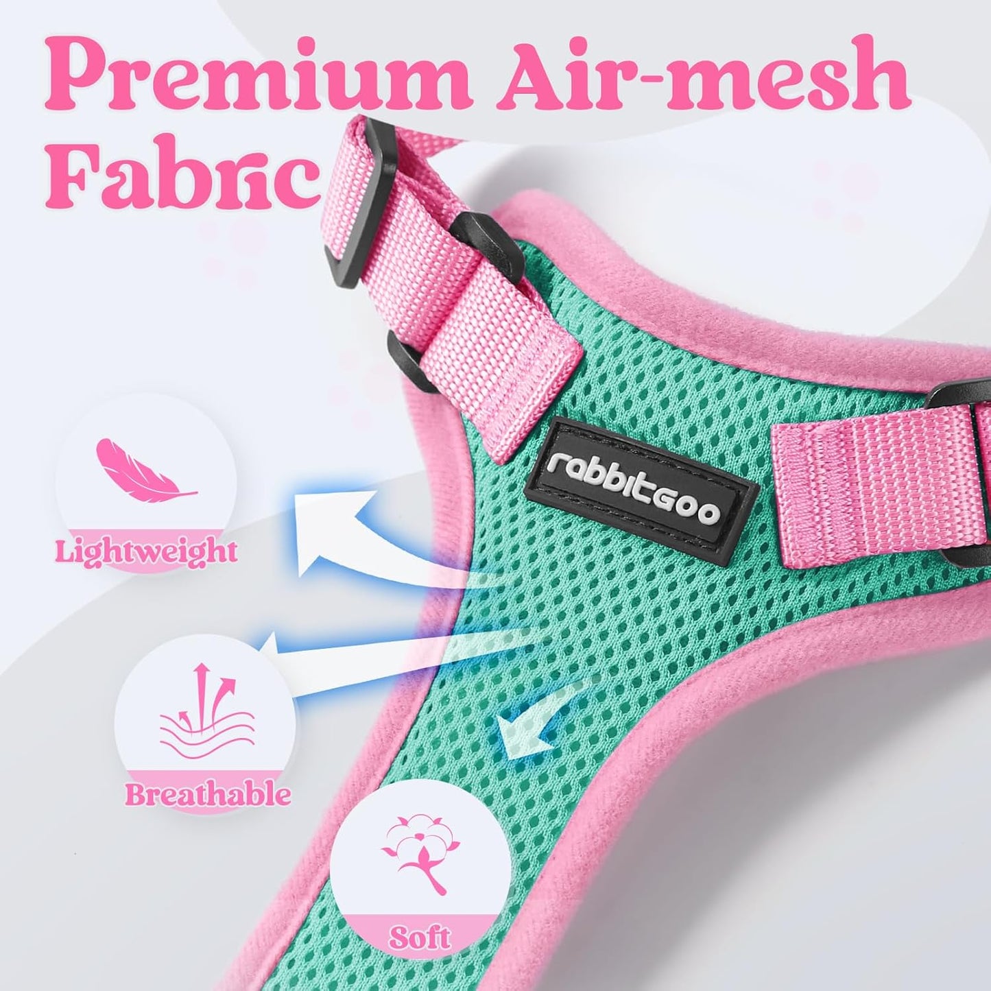 rabbitgoo Cat Harness and Leash Set, Escape Proof Soft Adjustable Vest Harnesses for Outdoor Walking, Easy Control Breathable Kitten Jacket with Reflective Strips, Green & Pink, XXS