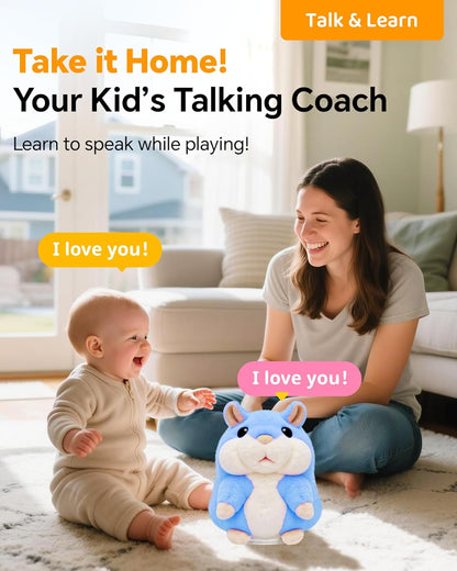 White Elephant Gifts for Adults Talking Hamster Repeats What You Say,2025 Coolest New Infant Unusual Birthday Gifts List,Small Top Xmas Toys for Ages 2-4 Boys Blue Stocking Stuffers Kid