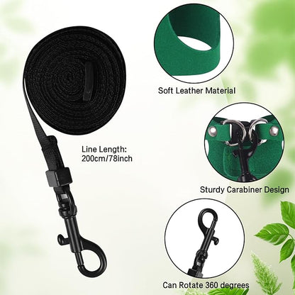Bearded Dragon Harness Leash Set 3 Size Adjustable Lizards Training Walking Leather Vest Escape-Proof Traction Rope for Outdoor Small Reptiles Animal Squirrels (Green)