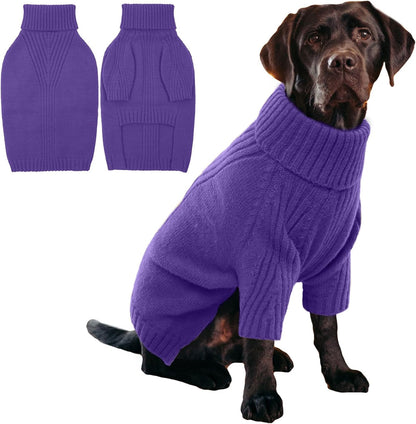 IECOii XL Dog Sweater,Winter Doggy Clothes for Large Dogs Girl Boy,Warm Pullover Soft Dog Sweater Turtleneck,Lightweight & Good Stretch for Active Dogs Like Beagle,Border Collie (Purple,XLarge)