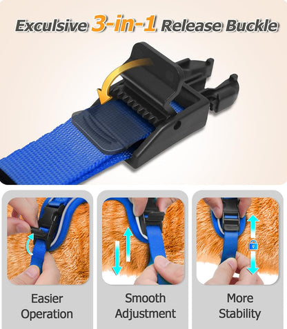 Halypet Cat Harness and Leash Set [MAX Safety 4th-Gen Upgrade] Escape Proof Adjustable Cat Leash Comfortable Soft Vest Easy to Wear Kitten Harness with Reflective Strip for Cats Walking, XS Blue