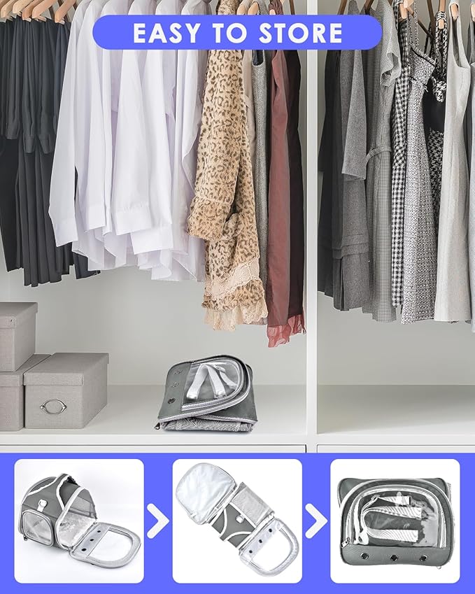 Bissap Bearded Dragon Travel Carrier, Portable Guinea Pig Carrier Bag Tortoise Carrier Pouch for Bunny Hamster Chinchilla Hedgehog Lizard Bird Outgoing Reptile Travel Carrying Case - Grey