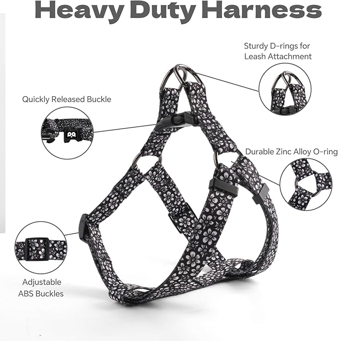 QQPETS Dog Harness Leash Set Adjustable Heavy Duty No Pull Halter Harnesses for Small Medium Large Breed Dogs Back Clip Anti-Twist Perfect for Walking