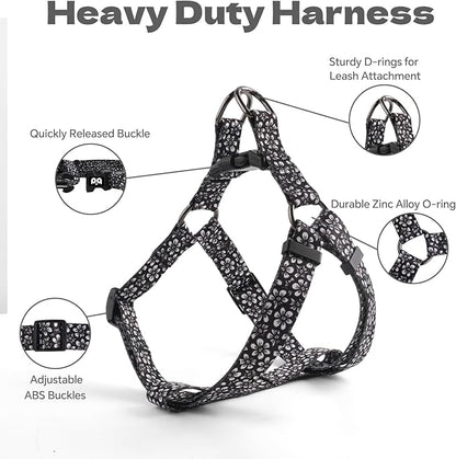 QQPETS Dog Harness Leash Set Adjustable Heavy Duty No Pull Halter Harnesses for Small Medium Large Breed Dogs Back Clip Anti-Twist Perfect for Walking