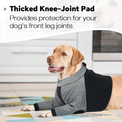 LeLePet Dog Recovery Suit for Front Legs, Dog Sleeve to Stop Licking, Elbow Protector for Leg Injuries Shoulder Wounds After Surgery Male Female,Zippered Long-Sleeved Shirt Cone Alternative(S-3XL)