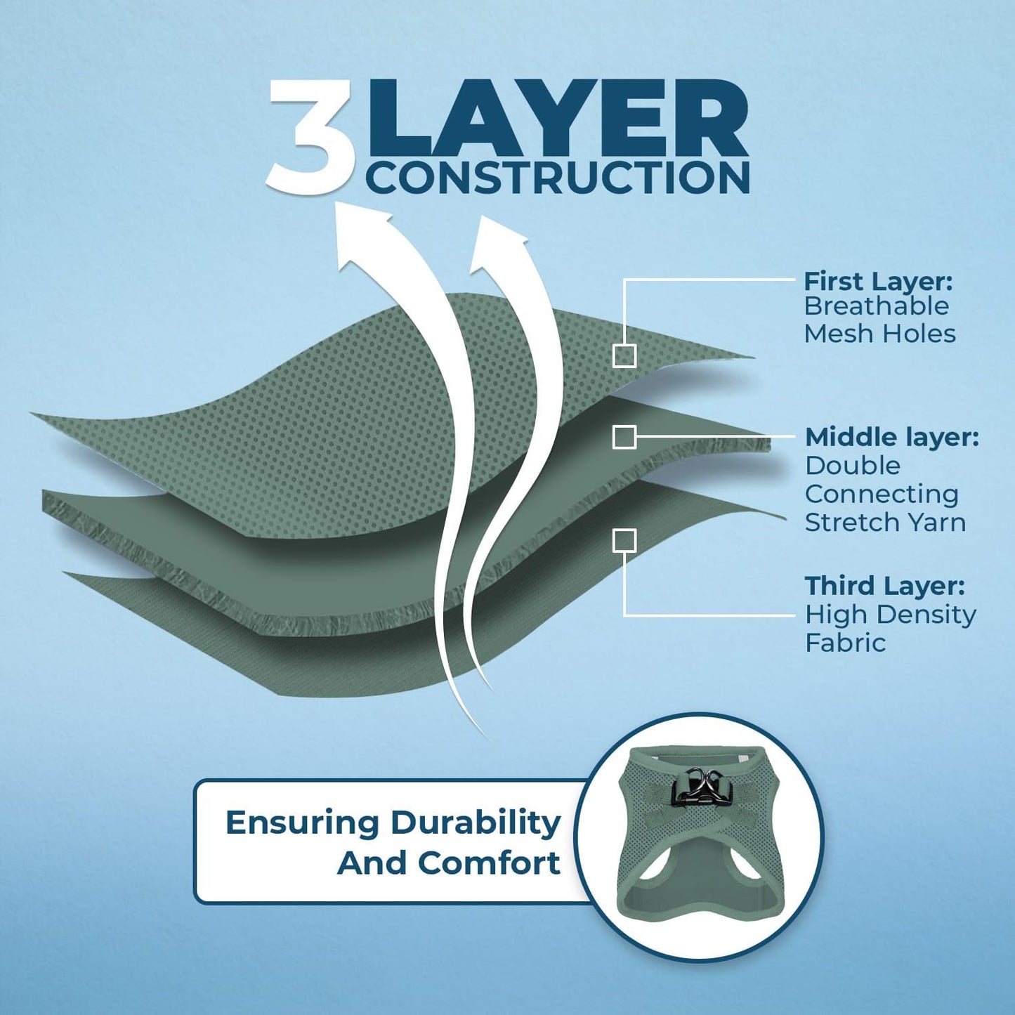 Best Pet Supplies Voyager Step-in Air Harness - All Weather Mesh, Reflective, No Pull Harness for Dogs, Cats - Secure with Hook & Loop Fastener, Buckle, Double D-Rings - Moss Green, L