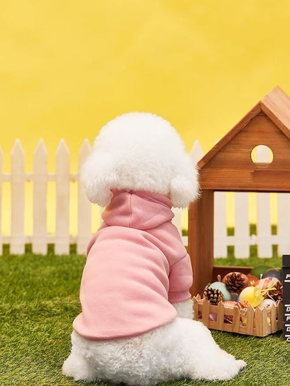 QWINEE Basic Dog Hoodie Sweatshirt Puppy Sweater Warm Cat Costumes Pet Clothes for Chihuahua Puppy Kitten Small Medium Dogs Black and Pink X-Large