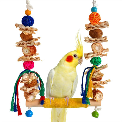 Bird Swings Toys for Parakeets Parrot,Natural Bird Perch Cage Hanging Chew Toys for Conures Budgerigars Finches Parrots Lovebirds and Small Medium Birds