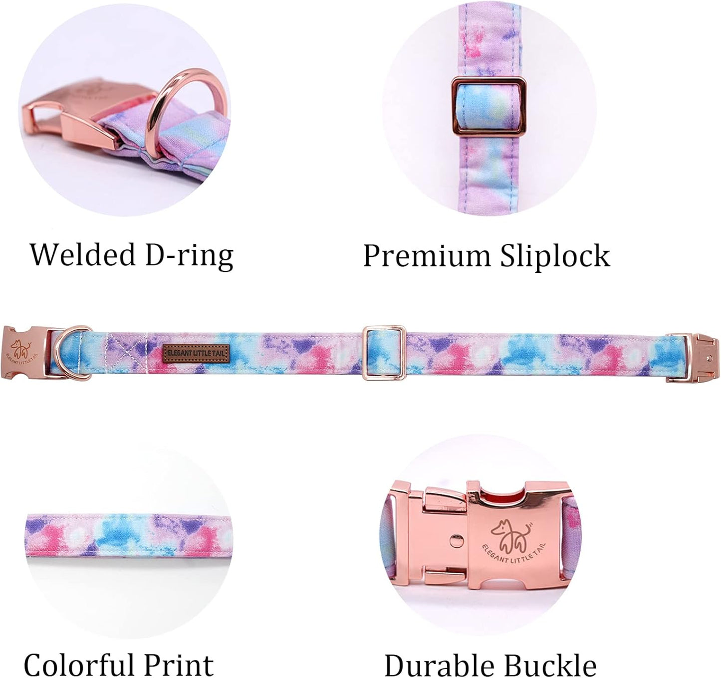 Elegant little tail Dog Collar, Colorful Pattern Pet Collar Durable Cute Dog Collars Fashion Male Female Pet Gift Adjustable Dog Collar for Medium Dogs