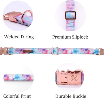 Elegant little tail Dog Collar, Colorful Pattern Pet Collar Durable Cute Dog Collars Fashion Male Female Pet Gift Adjustable Dog Collar for Medium Dogs