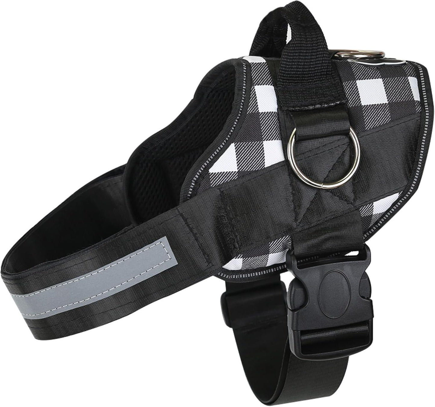 Joyride Basic Essential Dog Harness 1.0 - Small, Medium, Large Dogs, No-Pull Pet Vest with 3 Side Rings for Leash Placement, Adjustable for Training (Black & White Plaid, 2XL)