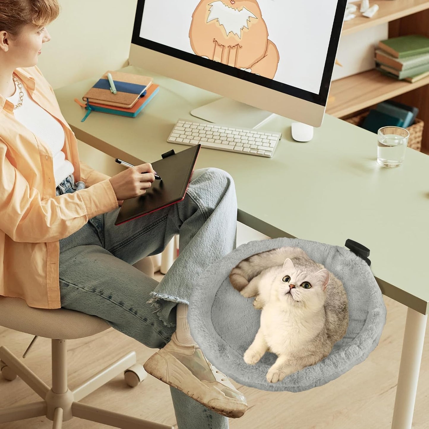 Cat Desk Bed-2 Covers Cats Bed Desk, Two Washable and Removable Covers Perch, Cats Bed for Desk - Office & Home, Supports Up to 40 lbs