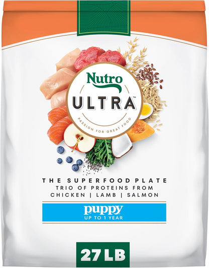 Nutro Ultra High Protein Dry Puppy Food, Trio of Proteins from Chicken, Lamb and Salmon, 27 lb Bag