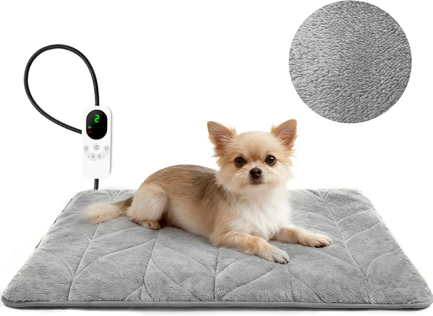 Mora Pets Pet Heating Pad Heated Dog Bed 9 Adjustable Temperature Cat Warming Mat with Timer Auto Power Off Heated Pet Bed 22 Inch for Indoor Cats and Puppies