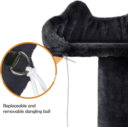 Yaheetech 62in Cat Tree Tower for Indoor Cats, Furniture w/Double Condo, Scratching Posts, Multiple Platforms and Balls for Kittens, Black