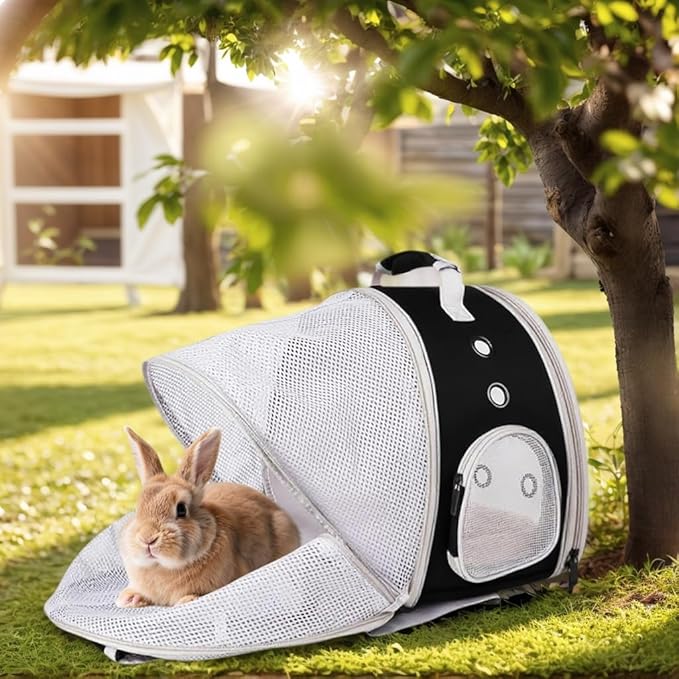 Back Expandable Backpack for Small Animals, Portable Travel Bag Breathable Pet Carrier Cages for Bunny, Guinea Pig, Bearded Dragon, Lizard, Rabbit, Squirrel, Tortoise, Kitten, Sugar Glider