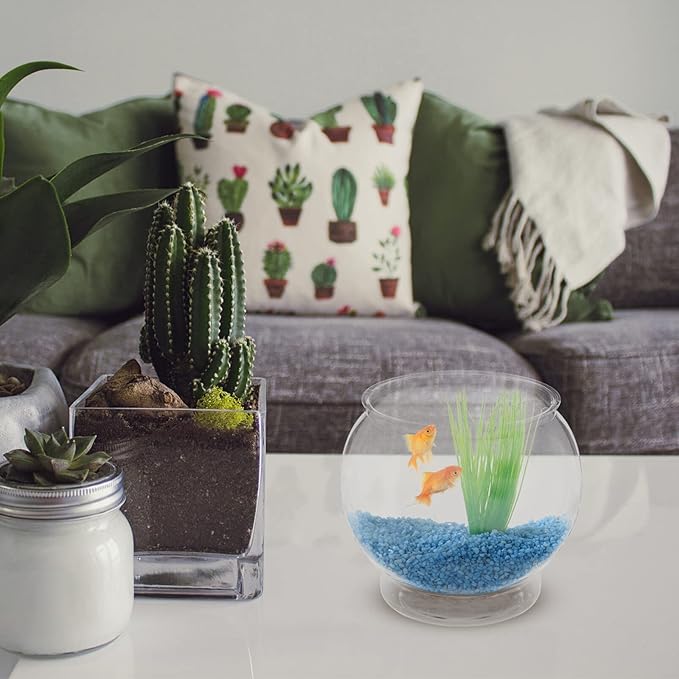 Balacoo Fish Bowl Plastic Transparent Round Fish Tank Desktop Small Aquarium Clear Bubble Bowl Goldfish Turtle Tank Hydroponic Planter Container