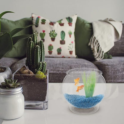 Balacoo Fish Bowl Plastic Transparent Round Fish Tank Desktop Small Aquarium Clear Bubble Bowl Goldfish Turtle Tank Hydroponic Planter Container
