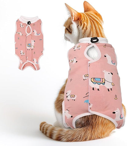 Cat Recovery Suit for Spay Abdominal Wounds Female Male, Cat Onesie After Surgery, Kitten Onesie for Anti Licking (Alpaca, Medium)