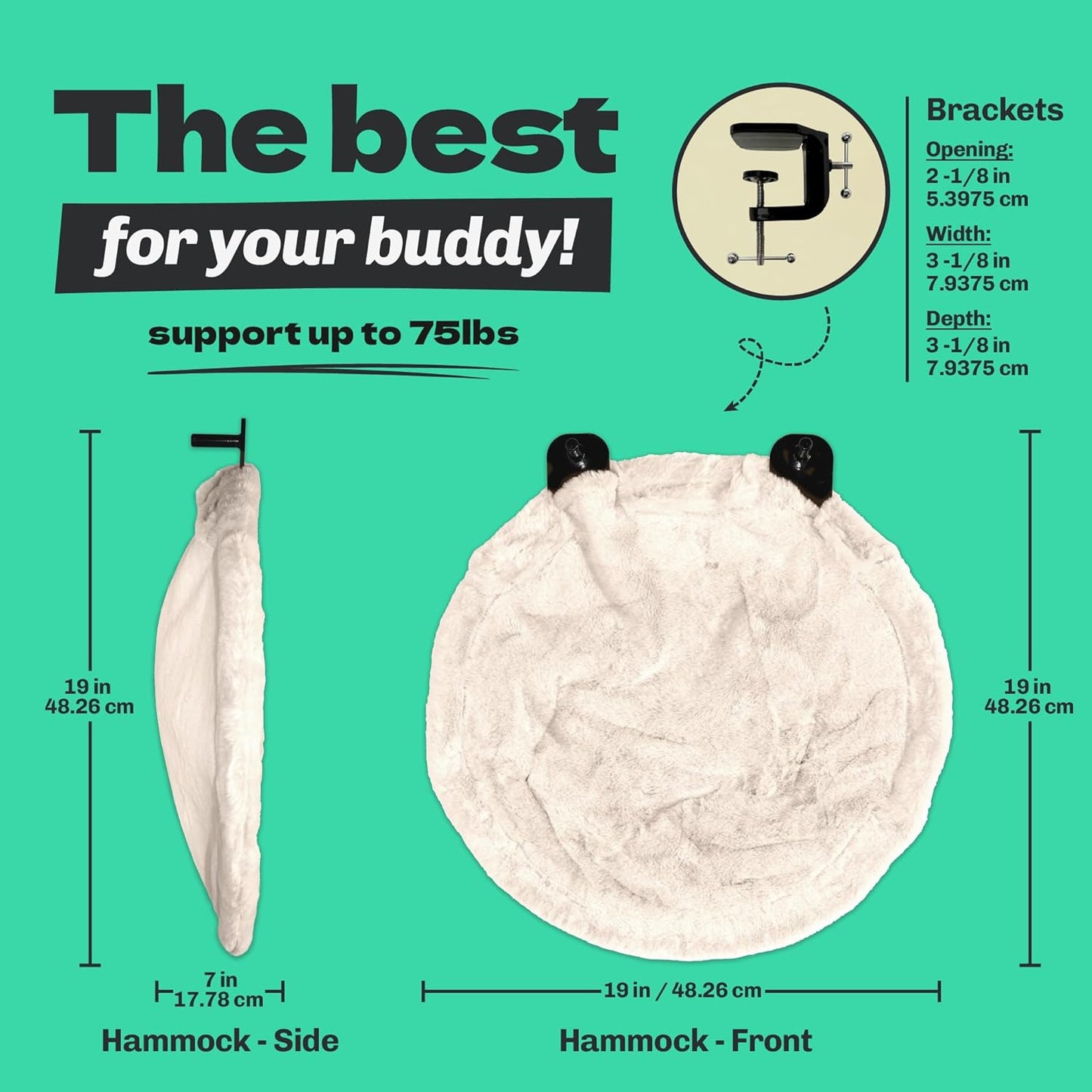 | XL Cat Desk Hammock | Heavy Duty Clamp-On Pet Bed | Indoor Pale Beige