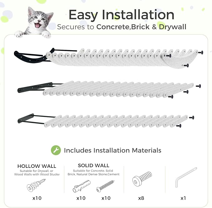 Cat Wall Shelves Stable Wall-Mounted Cats Shelves and Perches - 3-in-1 Cat Playground Furniture Set for Climbing Resting - Suitable for Small to Large Indoor Cats (Beige)