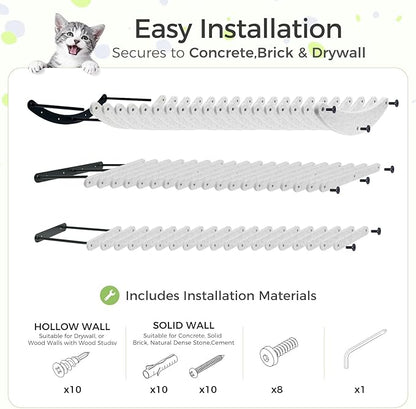 Cat Wall Shelves Stable Wall-Mounted Cats Shelves and Perches - 3-in-1 Cat Playground Furniture Set for Climbing Resting - Suitable for Small to Large Indoor Cats (Beige)