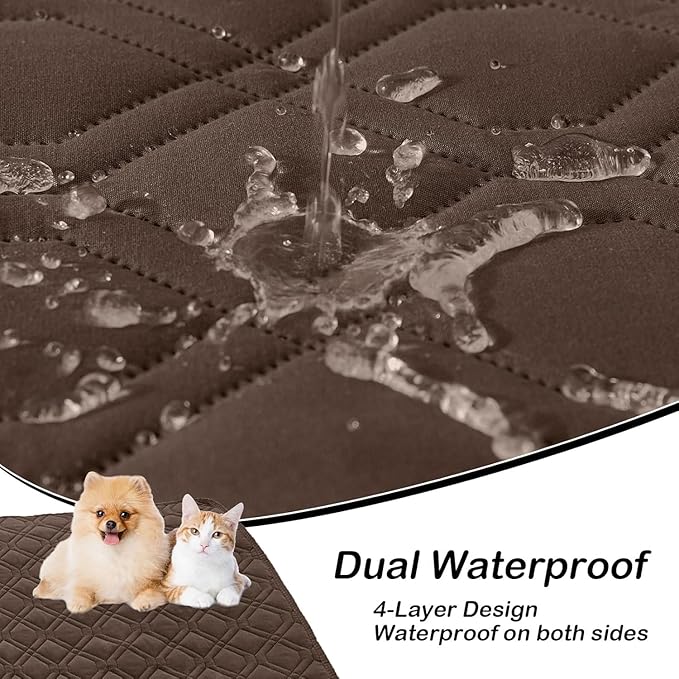 hyha Waterproof Dog Bed Blanket, Soft Pet Blankets, Waterproof Couch Cover for Dogs, Reversible Sofa Covers Washable for Furniture (52x82 Inch, Chocolate/Chocolate)