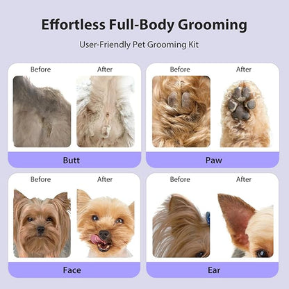 Dog Grooming Kit, Dog Clippers for Grooming for Thick Curly Coats, Professional Pet Hair Shaver Paw Trimmer Cordless Rechargeable Low Noise for Dogs Cats Animals Face Ear