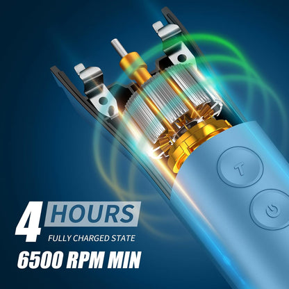 Professional Animal Pet Dog Cat and Horse Cordless Hair Clipper Grooming Kit with 5 in 1 Blade Low Noise & High Power Rechargeable Cordless Pet Grooming Clipper for for Thick Heavy Coats (Blue)