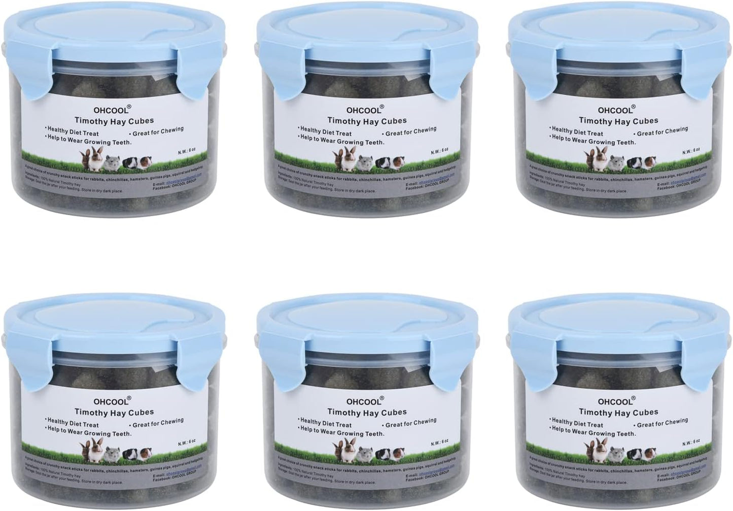 Timothy Hay Cubes 36 oz (6 * 6 oz) -100% Natural Timothy Hay Made Pellets for Rabbits Tortoise Guinea Pig