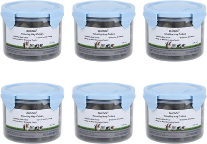 Timothy Hay Cubes 36 oz (6 * 6 oz) -100% Natural Timothy Hay Made Pellets for Rabbits Tortoise Guinea Pig