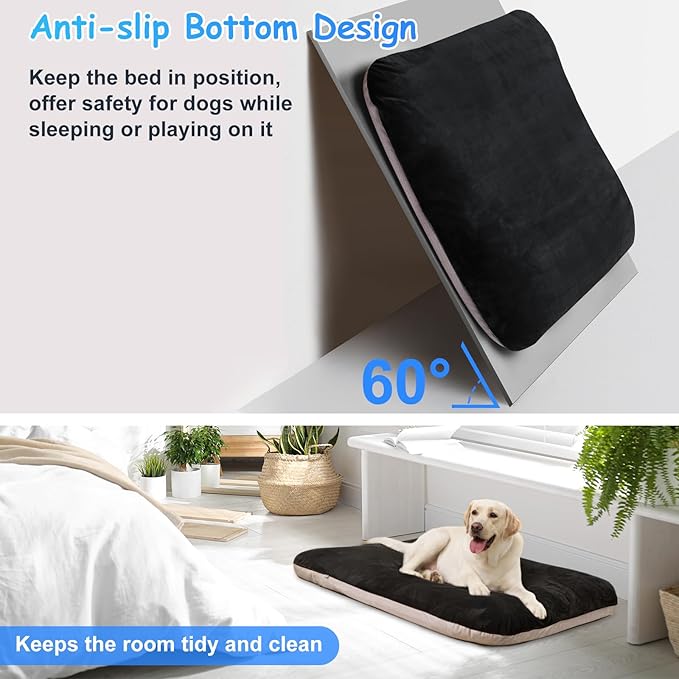 Magic Dog Super Soft Large Dog Bed, 39 Inches Orthopedic Foam Pet Beds with Anti Slip Bottom, Dog Sleeping Mattress with Removable and Washable Cover, Dark Grey L,39'' X 33.5'' X 3.7''