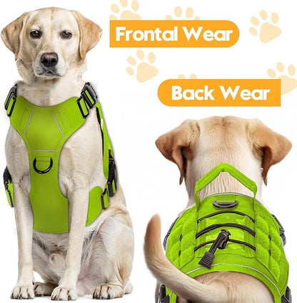 Heavy-Duty Tactical Dog Harness for Large Dogs, No Pull Adjustable Reflective Pet Vest with Molle System, K9 Military-Grade Control for Service Training, Outdoor & 10+ Breeds, Wild Lime, Small