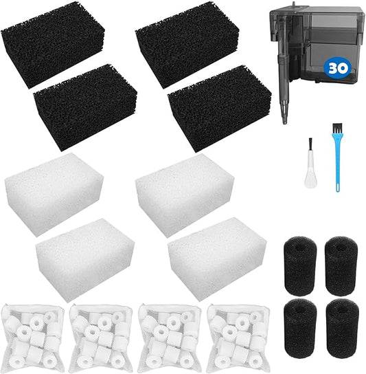 Aquarium Filter Media Replacement for AquaClear 30 Power Filter,Three-Stage Filtration Tank Filter Maintenance Kit,Fish Tank Filter for 10- to 30-Gallon Aquariums