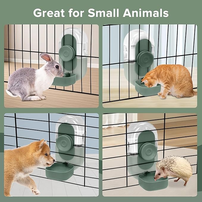 Kenond 28oz Hanging Automatic Rabbit Water Bottle, Guinea Pig Water Bottle No Drip, Gravity Water Dispenser for Cage, Suitable for Guinea Pig, Bunny, Hamsters and Other Small Animals(Green)