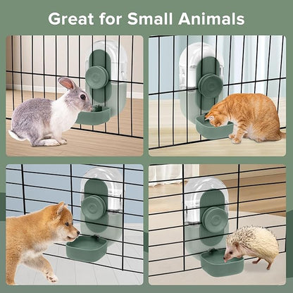 Kenond 28oz Hanging Automatic Rabbit Water Bottle, Guinea Pig Water Bottle No Drip, Gravity Water Dispenser for Cage, Suitable for Guinea Pig, Bunny, Hamsters and Other Small Animals(Green)