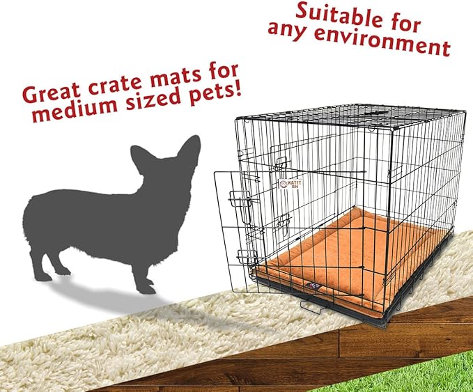 Majestic Pet Orthopedic Memory Foam Dog Crate Mat - Plush Pet Bed Pad for Crates & Kennels | USA Crafted | 36"x23" Villa Orange