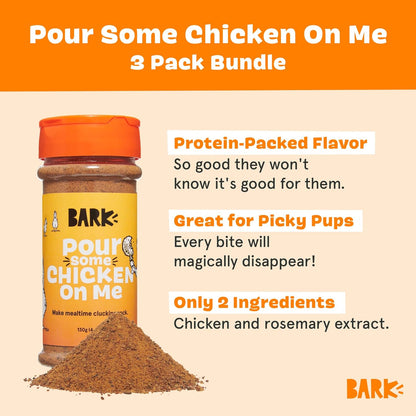 Barkbox Chicken Dog Treat Topper High Protein Limited Ingredient Meal Mixer, Rosemary Extract for Large & Small Breeds, Elevate Dog Food Dining, Shake & Pour for Dog Bowls (Pack of 3)