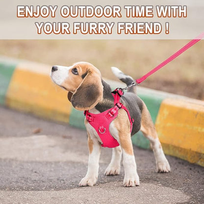 Dog Harness Step in Dog Vest Harness, Reflective Adjustable Puppy No Pull Harness Breathable Soft for Small and Medium Dogs Cats, Pink, XS