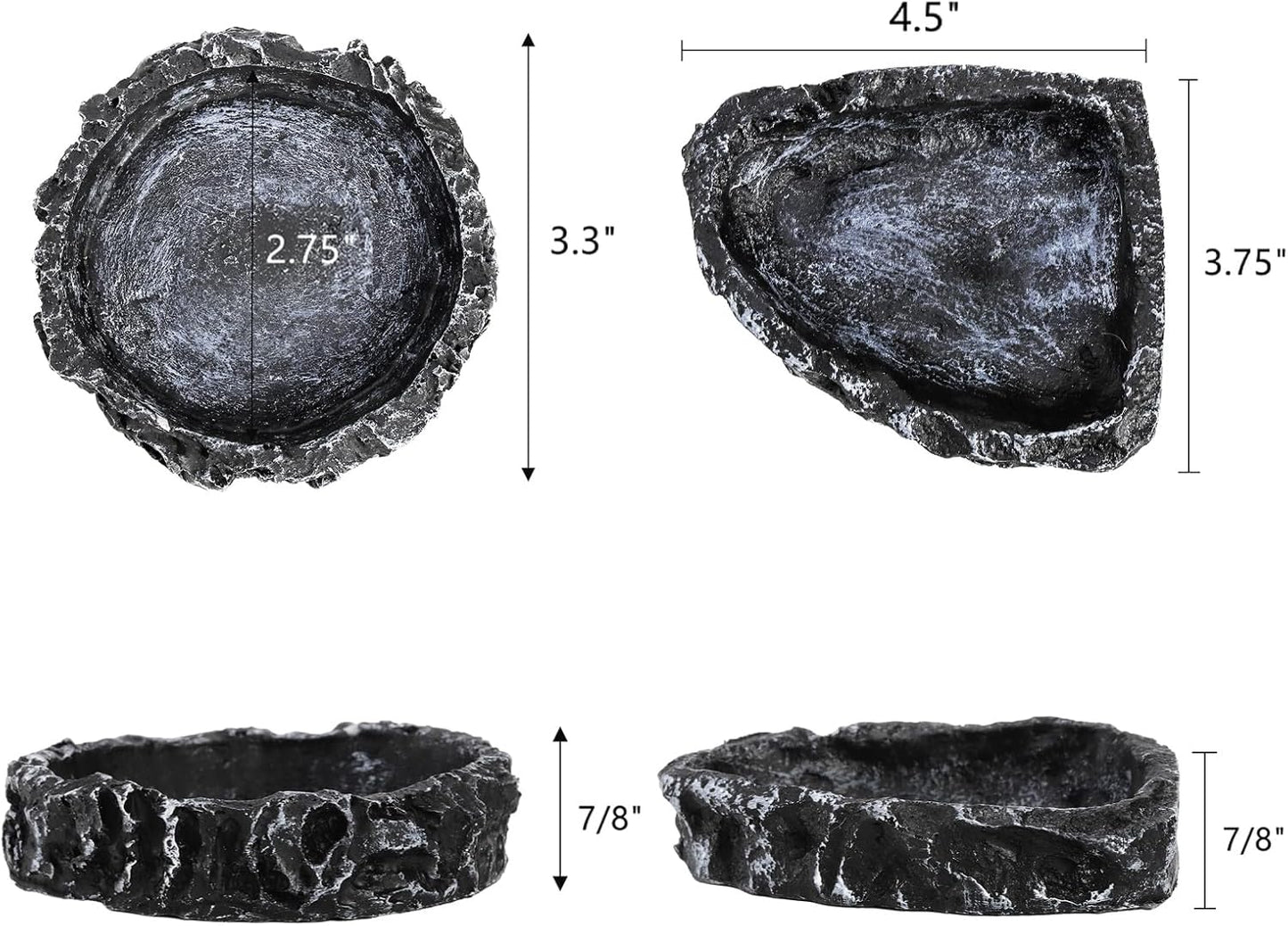 Frcctre 4 Pack Reptile Food Dish with Feeding Tongs, Resin Reptile Water Dish Food Bowl Feeding Terrarium Bowl for Leopard Gecko Lizard Tortoise Frog Bearded Dragon Chameleon