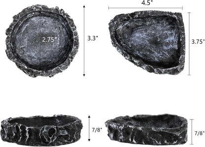 Frcctre 4 Pack Reptile Food Dish with Feeding Tongs, Resin Reptile Water Dish Food Bowl Feeding Terrarium Bowl for Leopard Gecko Lizard Tortoise Frog Bearded Dragon Chameleon