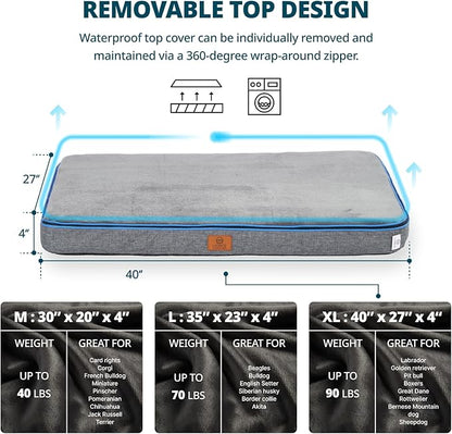 Memory Foam XL Dog Bed - 4” Thick Orthopedic Beds for Extra Large Dogs - Waterproof Dog Bed with Removable Washable Cover & Wrap-Around Zipper - Ultimate Comfort and Easy Maintenance