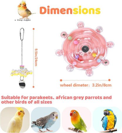 Colorful Bird Toys Wheel,for Parakeets,Conures,African Grey Parrots and Other Birds, Bird Cage Accessories for Gnawing and Relieve Boredom (3pcs)