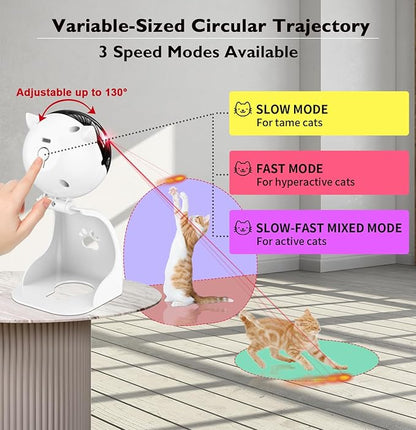 Goopow Interactive Laser Pointer Cat Toys for Indoor Cats,Cat Laser Toy Automatic for Bored Indoor Adult Cats/Kittens/Dogs,USB Rechargeable,3 Speed Modes(Gray)