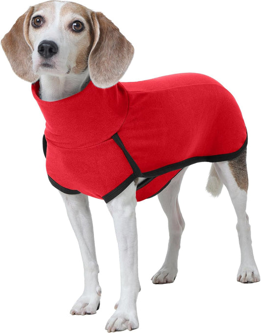ROZKITCH Dog Winter Coat Soft Pullover Pajamas, Pet Windproof Warm Cold Weather Jacket Vest Cozy Jumpsuit Apparel Outfit Clothes for for Chritmas Walking Sleep BrightRed S