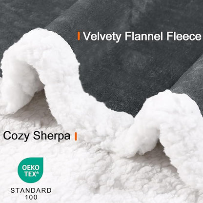 Smiry Waterproof Blanket Throw for Large Dogs, Soft Reversible Dog Blanket for Sofa Couch Bed, Washable Leakproof Sherpa Fleece Furniture Couch Cover Protector(50"x60", Dark Grey/White)