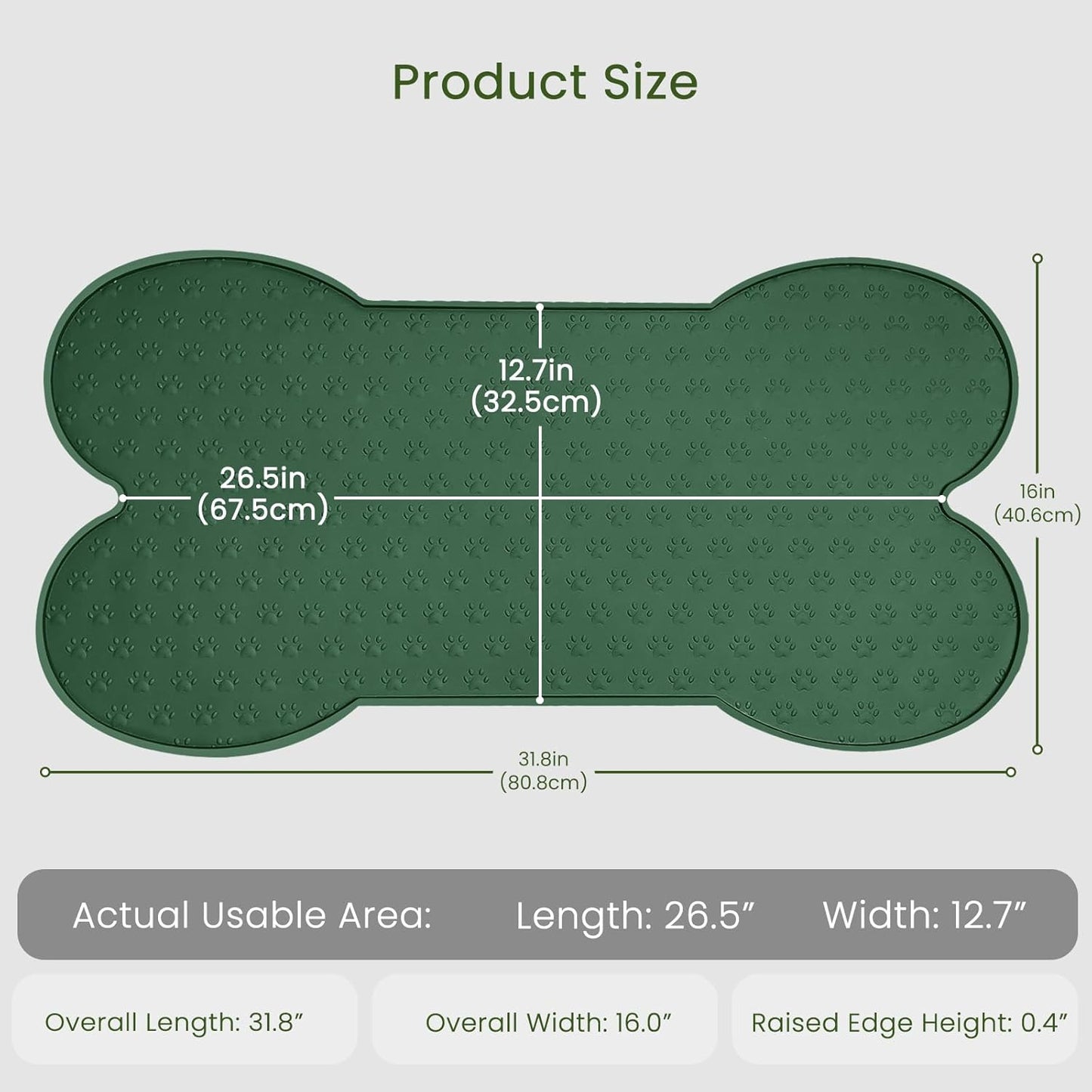 Dog Food Mat Anti-Slip Silicone Dog Bowl Mat Thicker Pet Placemat Waterproof Cat Feeder Pad with Raised Edge Puppy Kitten Feeding Mats Suitable Small Medium-Sized Dogs Cats Eating Tray