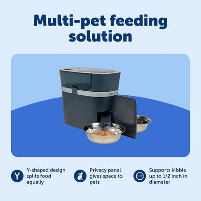 PetSafe 2-Pet Meal Splitter with Bowl - Designed for PetSafe Smart Feed and Healthy Pet Simply Feed Automatic Cat Feeder - No-Mess Food Dispensing - Includes Privacy Panel