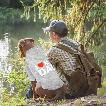 GreenJoy Dog Sweater Dog Hoodie Cold Weather Coat Hooded Sweatshirt for Puppies,Cats, Small Medium Large Dogs (Light Grey(I Love My Dad), Medium)